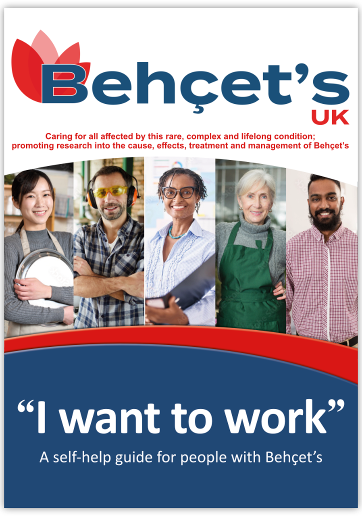 Front cover of the"I want to work" booklet, which is a guide for those with Behçet's