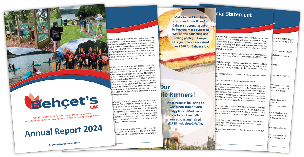 An image showing a few of the pages from the Behçet's UK 2024 Annual Report