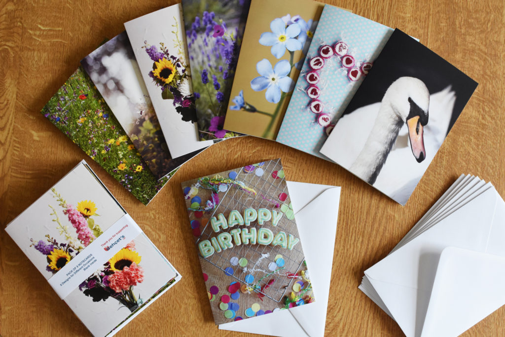 Photo of a pack of Behçet's UK photo greeting cards and envelopes