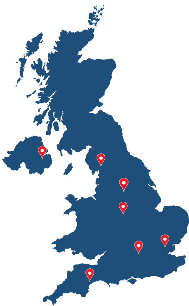 Map showing where previous Friends and Family Days have taken place